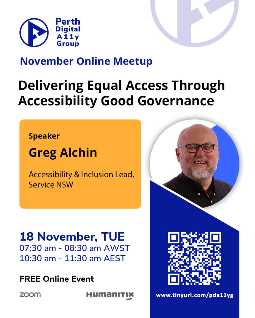 Poster announcing Greg Alchin's talk on 18 Nov 2025.